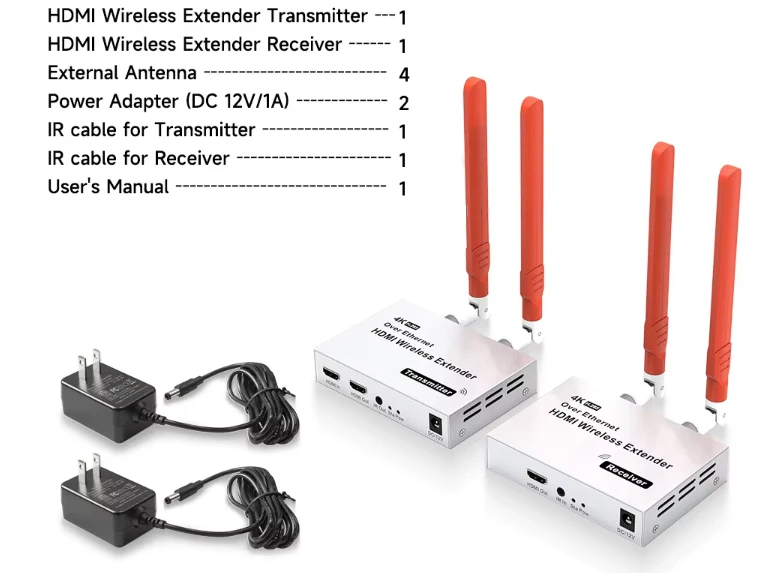 300M 4K Wireless HDMI Extender – 1TX To 4RX HDMI Wireless Transmitter And Receiver Kit price