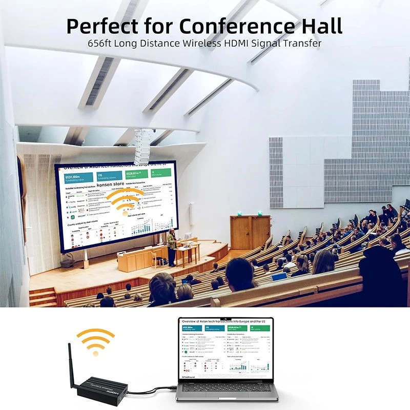 Wireless HDMI Extender 200m HDMI Transmitter And Receiver With 1080p Transmission Aluminium Alloy Material TV Accessor factory